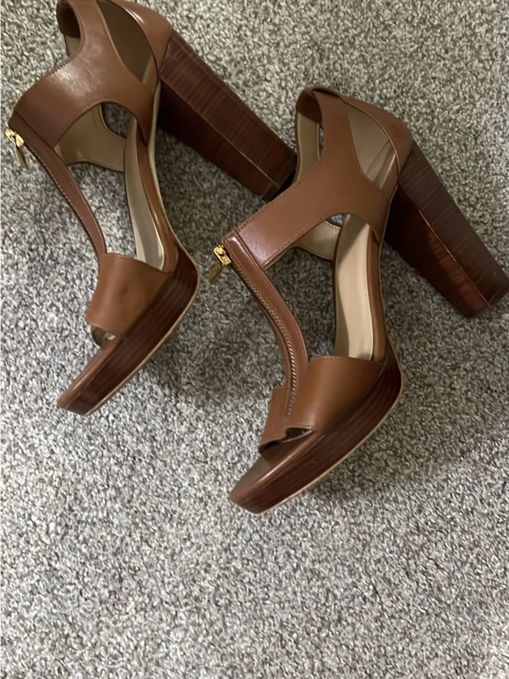 Michael Kors Brown Platform Block Heel Sandals